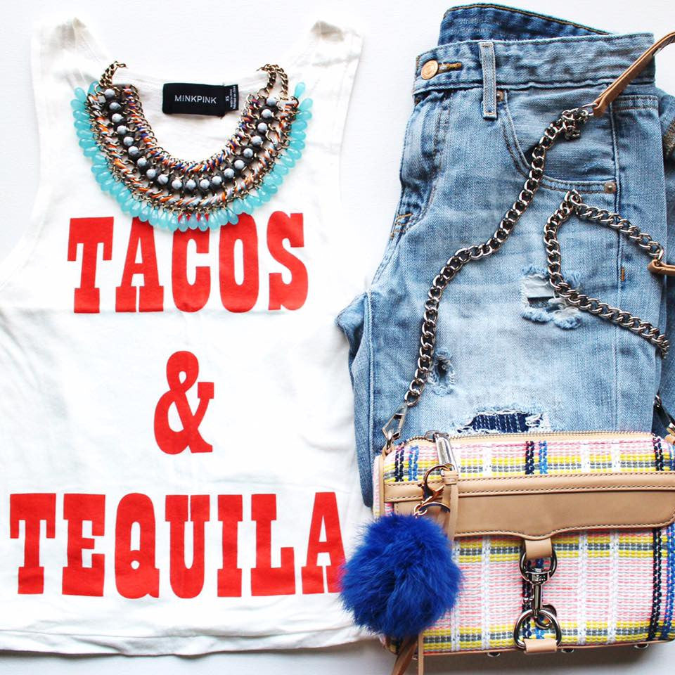 Layered Stone & Cord Chain Choker- Blue