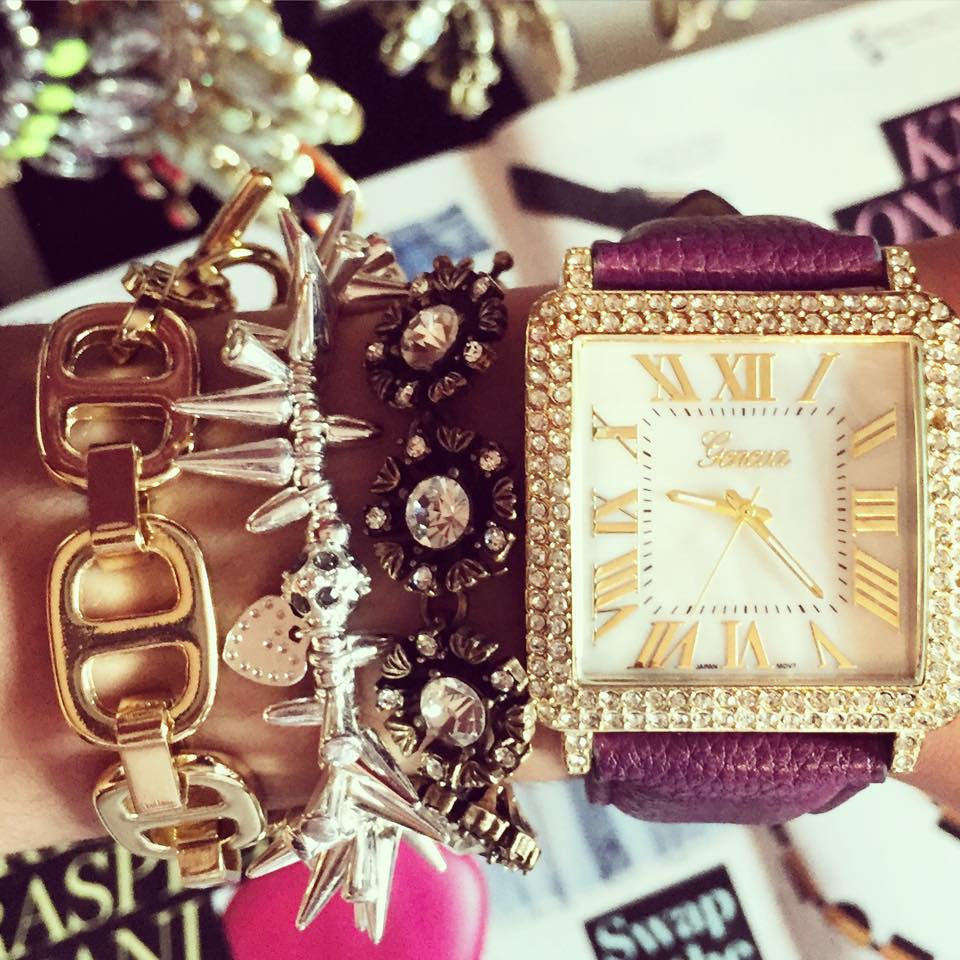 Studded Renegade Cluster Stretch Bracelet- Silver