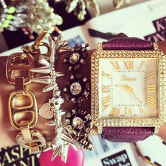 Studded Renegade Cluster Stretch Bracelet- Silver