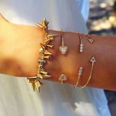 Studded Renegade Cluster Stretch Bracelet- Gold