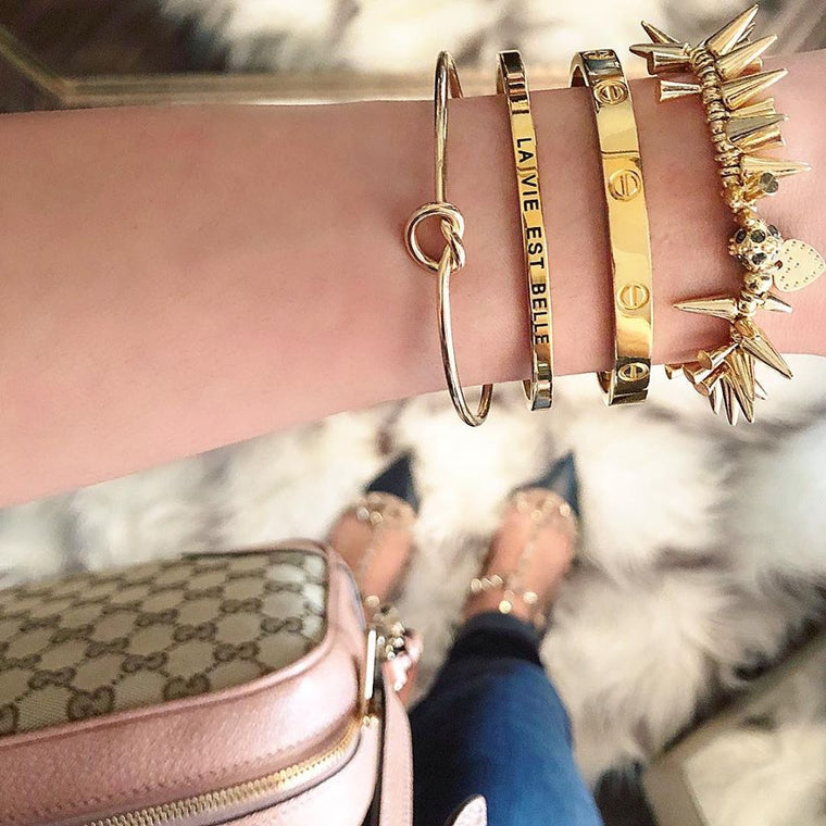 LA VIE EST BELLE* Cuff Bracelet- Gold