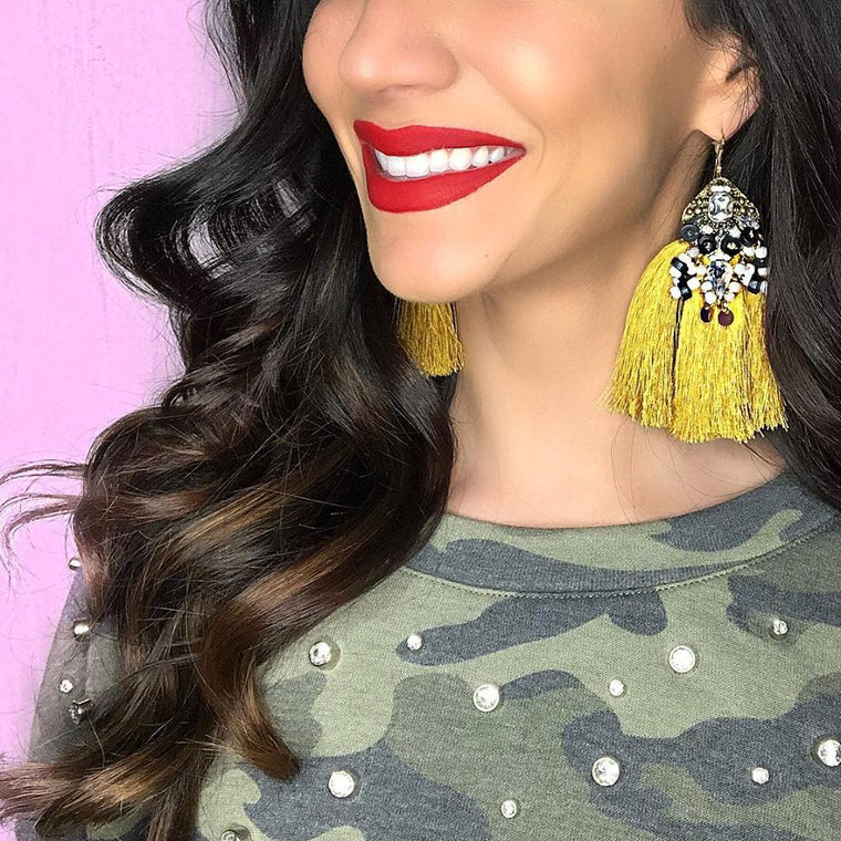 Amelia Tassel Earrings- Mustard