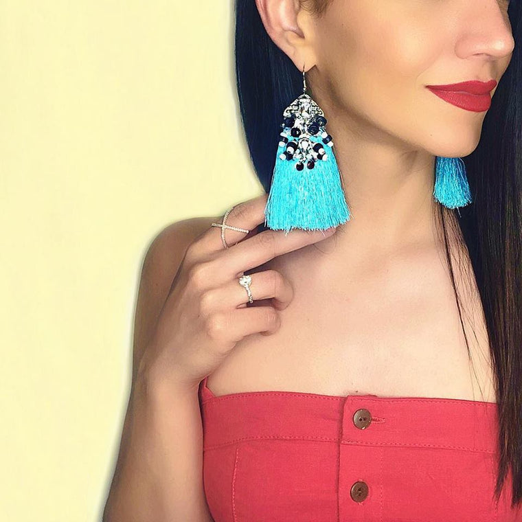 Amelia Tassel Earrings- Turquoise