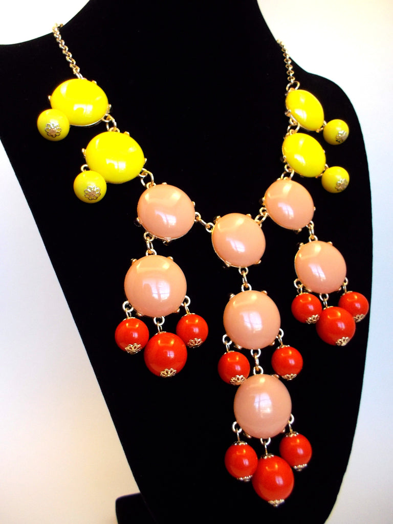 Bubble COLOR-BLOCK Statement Necklace- Sunset