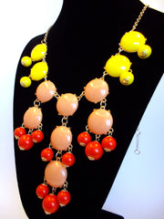 Bubble COLOR-BLOCK Statement Necklace- Sunset