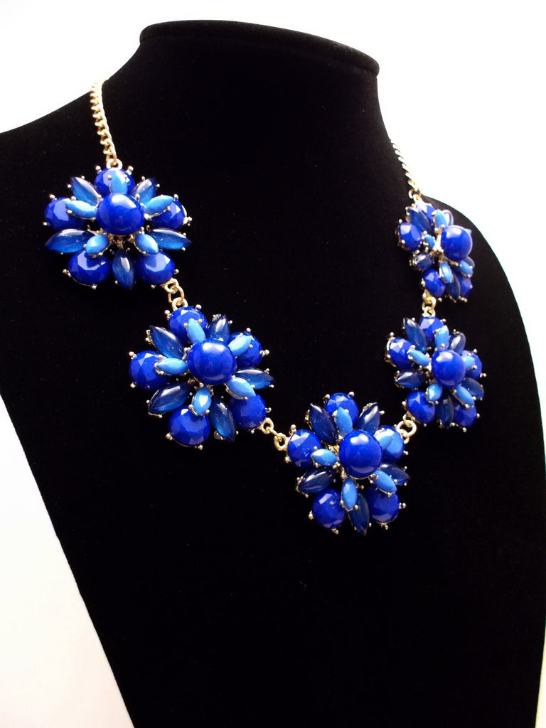 Floral Jeweled Gemstone Necklace- Royal
