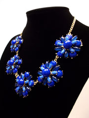 Floral Jeweled Gemstone Necklace- Royal