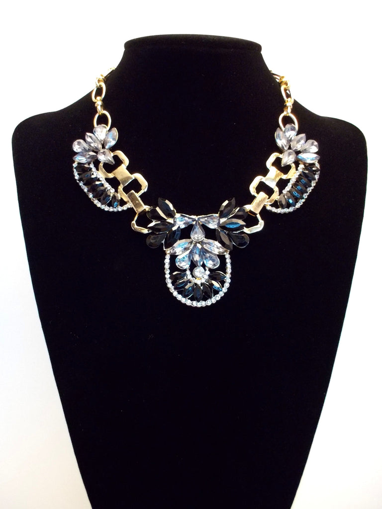 Crystal Icing Statement Necklace- Black