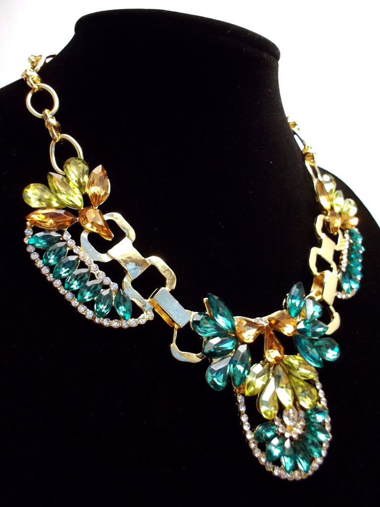 Crystal Icing Statement Necklace- Emerald