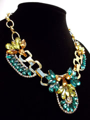 Crystal Icing Statement Necklace- Emerald
