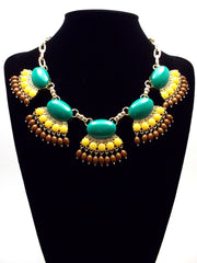 Fan Fringe Statement Necklace- Emerald