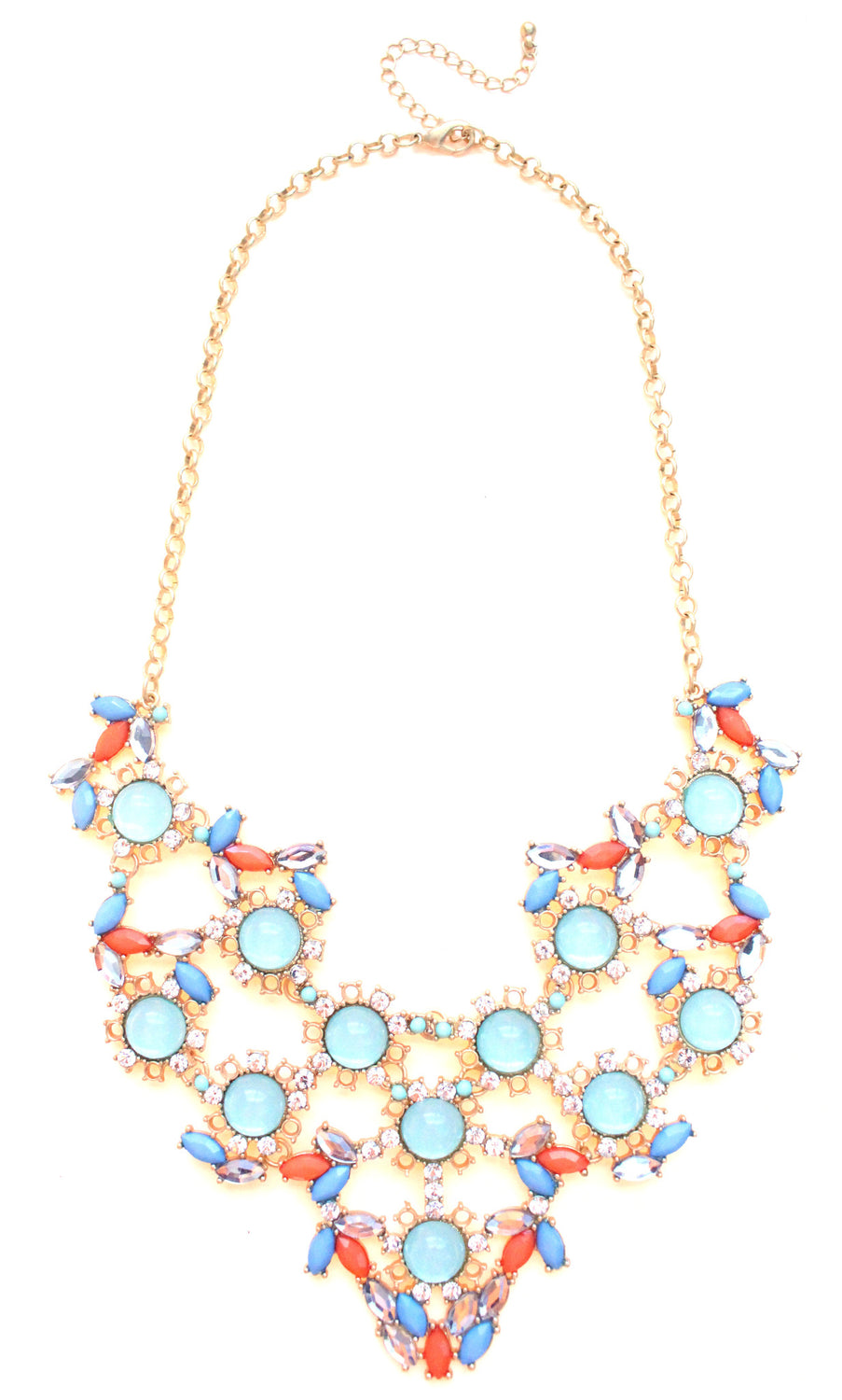 Pastel & Neon Bib Statement Necklace- Mint