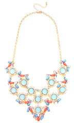 Pastel & Neon Bib Statement Necklace- Mint