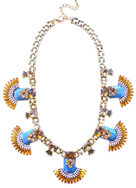 Luxe Jeweled Fan Statement Necklace