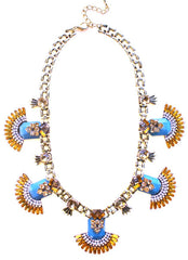 Luxe Jeweled Fan Statement Necklace
