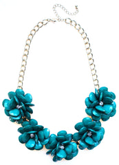 Beaded Rosette Statement Necklace- Emerald