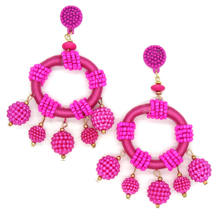 Dulce Hoop Earrings- Hot Pink