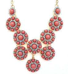 Designer Inspired Mini Circle Layered Necklace- Peach