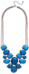 Geometric Statement Necklace- Teal