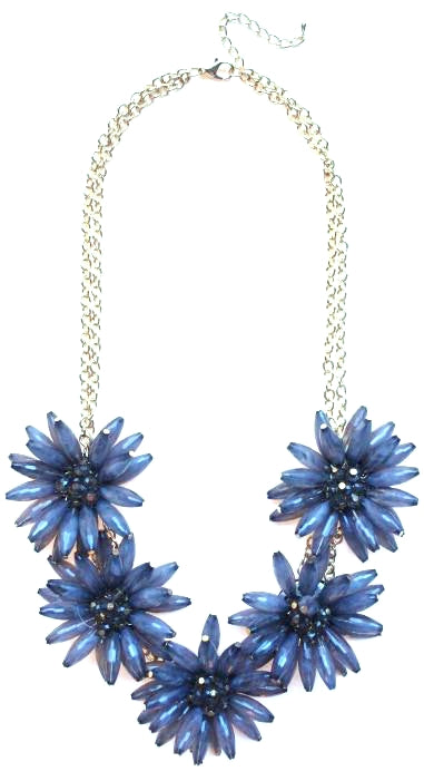 Blossom Flower Statement Necklace- Grey