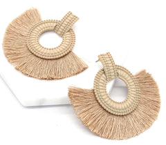 Hadley Fringe Tassel Earrings- Tan