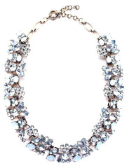 Luxe Crystal Cluster Collar Necklace- White