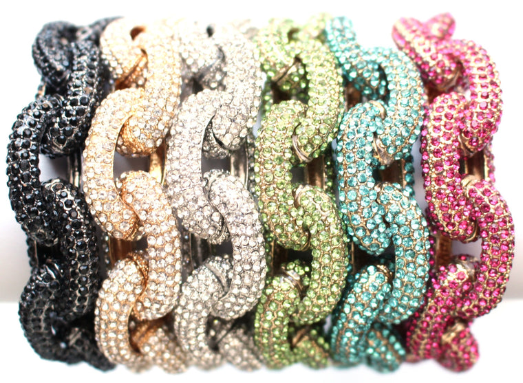 Pavé Crystal Link Bracelet- Turquoise