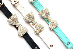 Crystal Bow Leather Band Bracelet- 3 Color Options