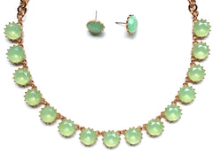 Classic Stone Necklace & Earring Set- Mint