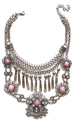 Layered Embellished Metal Droplets Necklace