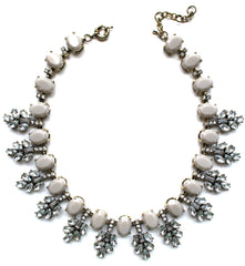 Luxe Gray Leaves Frosting Statement Necklace