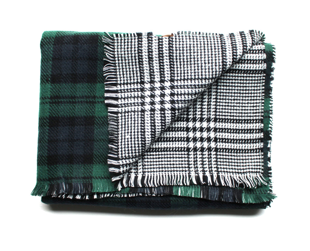 Mad For Plaid Reversible Blanket Scarf- Green