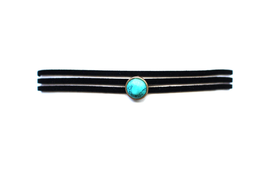 Marble Dot Choker Necklace- Black/Turquoise