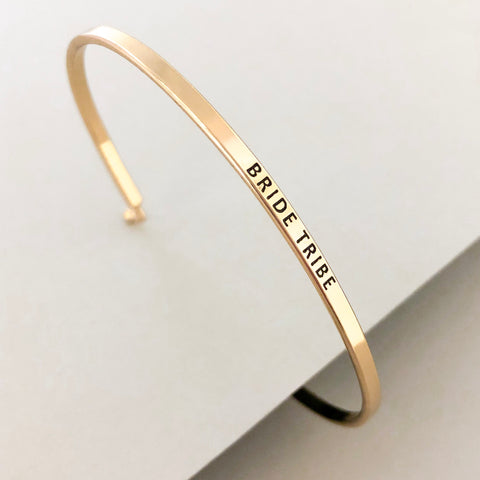 'Bride Tribe' Dainty Bangle Bracelet-Gold