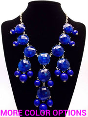 Bubble JEWELED Statement Necklace- Royal Blue