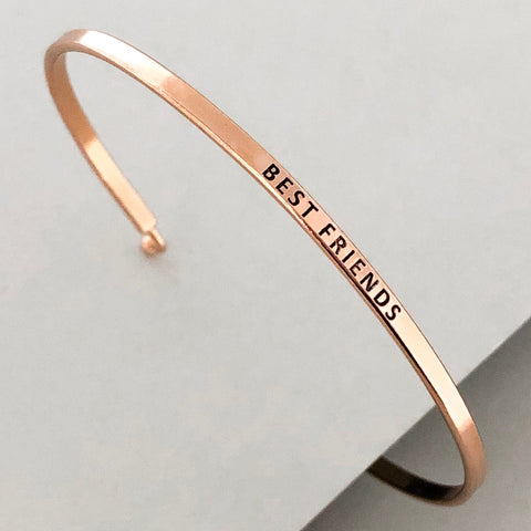 'Best Friends' Dainty Bangle Bracelet- Rose Gold