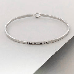 'Bride Tribe' Dainty Bangle Bracelet-Silver