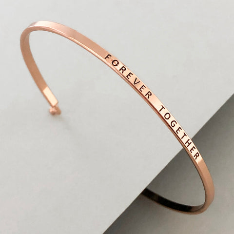 'Forever Together' Dainty Bangle Bracelet-Rose Gold