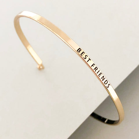 'Best Friends' Dainty Bangle Bracelet-Gold