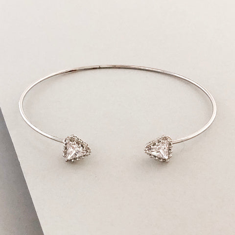 Dainty Pavé Arrow Cuff Bracelet- Silver