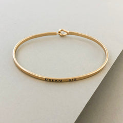 'Dream Big' Dainty Bangle Bracelet- Gold