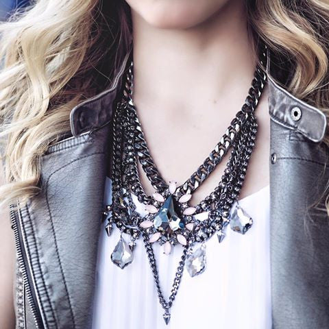 Multilayer Chains & Spikes Statement Necklace