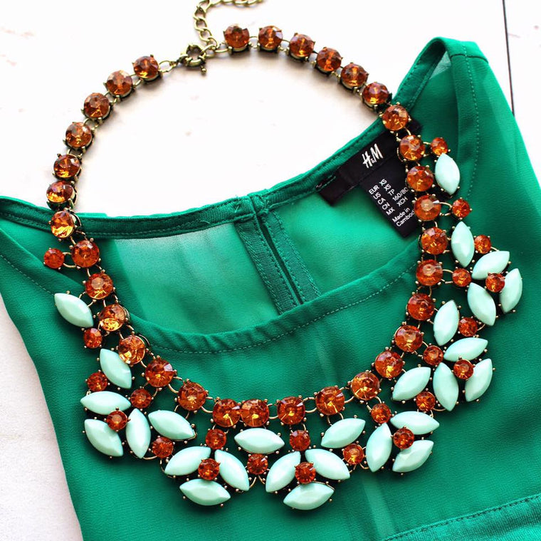 Luxe Mint Stone Statement Necklace