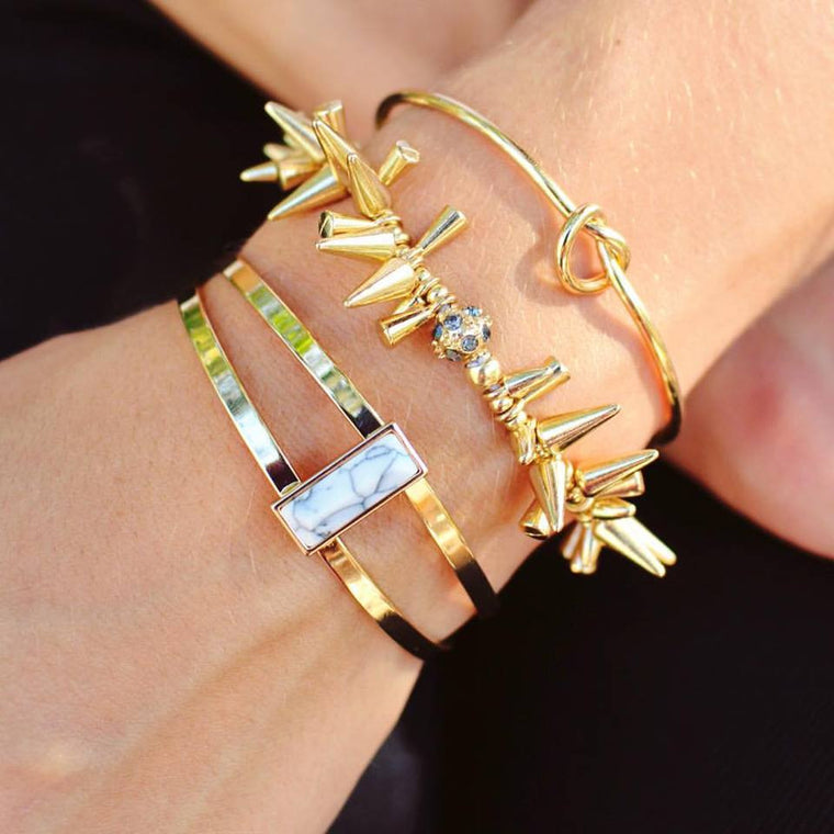 Marble Bar Cuff Bracelet- White