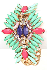 Acrylic Jewel Pendant Double Chain Bracelet