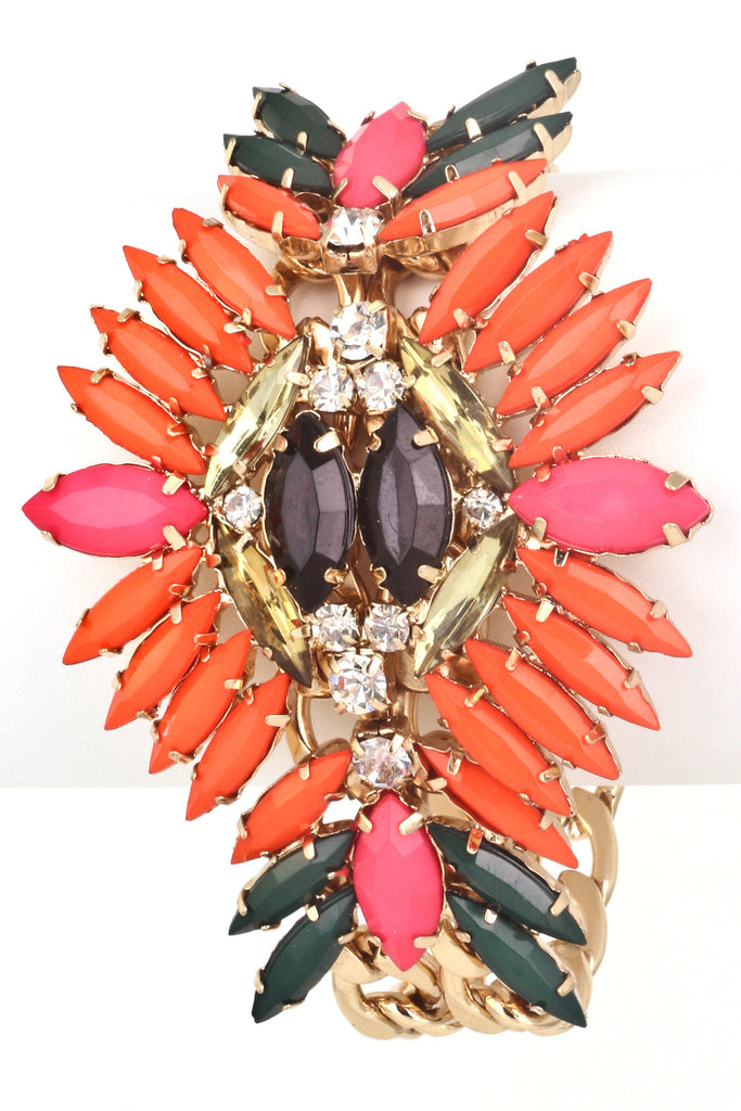 Acrylic Jewel Pendant Double Chain Bracelet