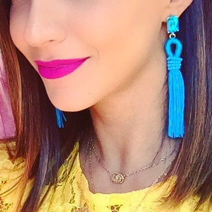 Andrea Sky Tassel Earrings- Turquoise