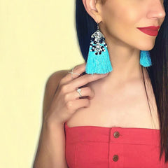Amelia Tassel Earrings- Turquoise