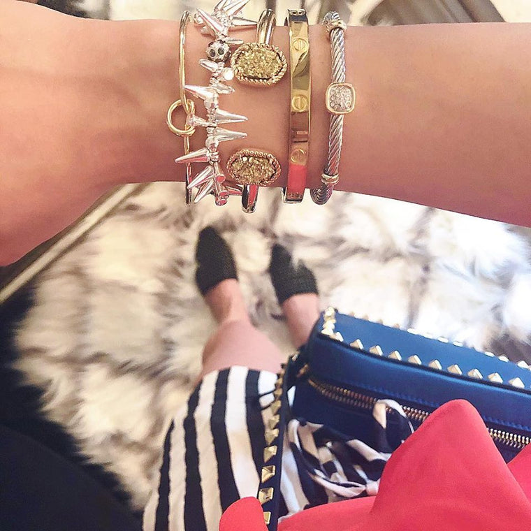Druzy Stone Cuff Bracelet- Gold