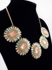 Luxe Crystal Statement Necklace-Light Pink